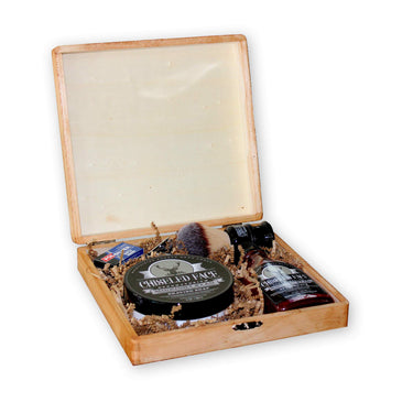 Wet Shaving Starter Kit in Wooden Cigar Box - Free Shipping - Chiseled Face